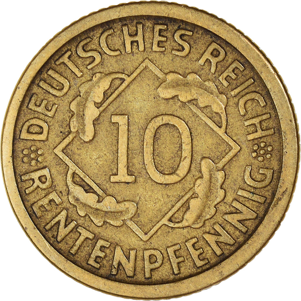 Coin, GERMANY, WEIMAR REPUBLIC, 10 Rentenpfennig, 1924, EF(40-45)