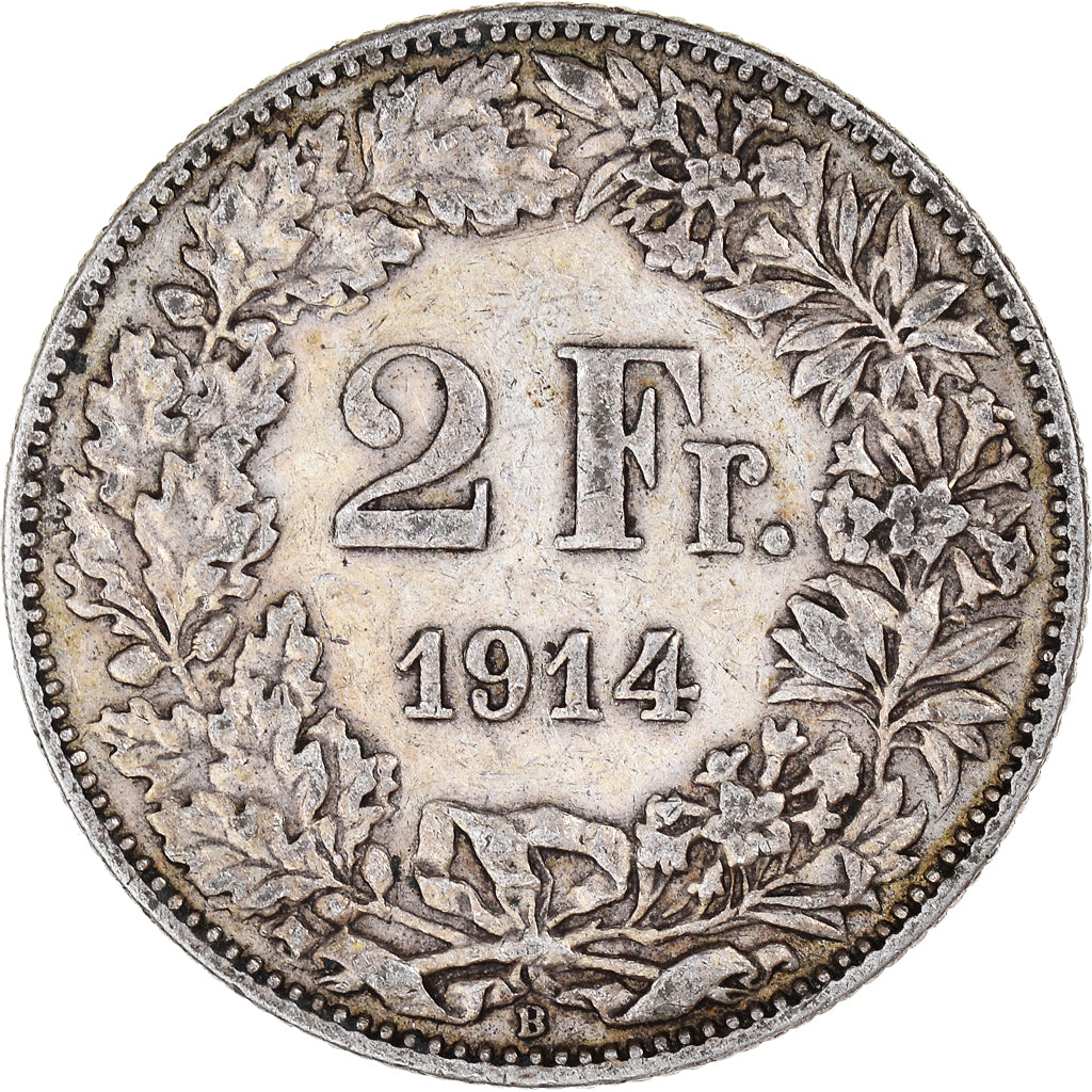 Munten, Zwitserland, 2 Francs, 1914