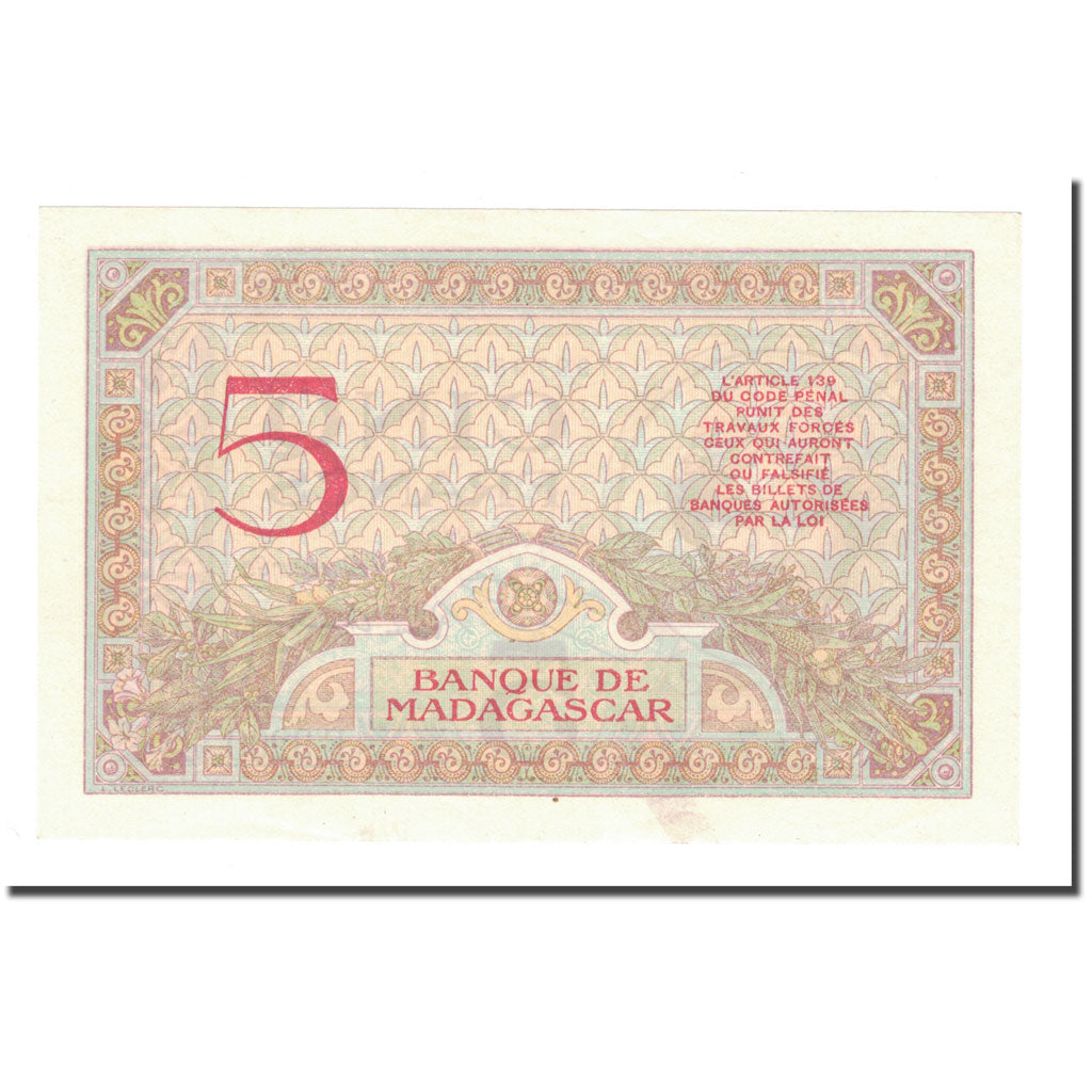Banknote, Madagascar, 5 Francs, KM:35, VF(30-35)