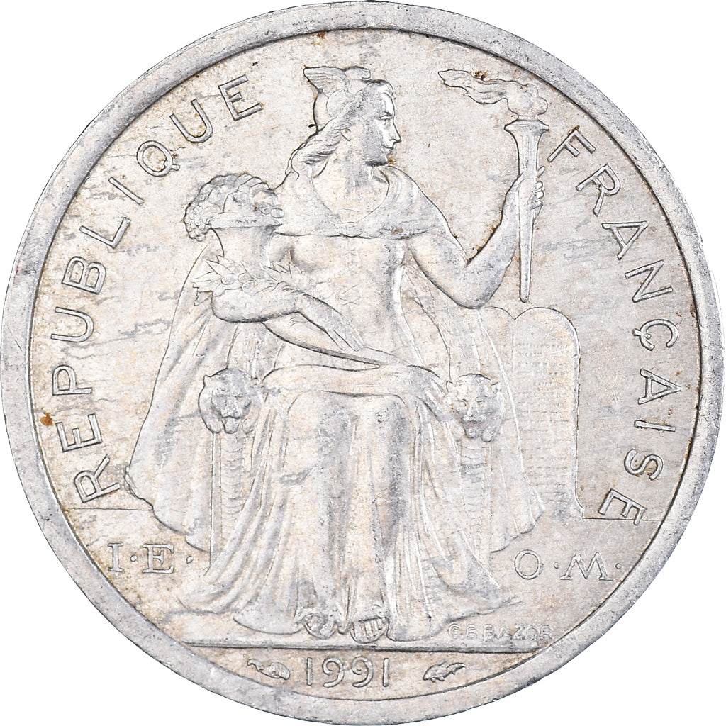 Moneda, Polinesia francesa, 2 Francs, 1991