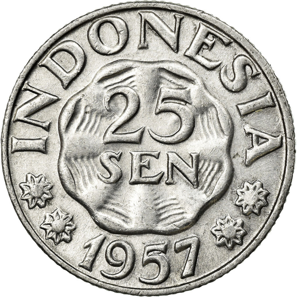 Coin, Indonesia, 25 Sen, 1957, AU(55-58), Aluminum, KM:11