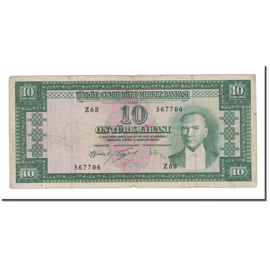 Banknote, Turkey, 10 Lira, 1930, 1930-06-11, KM:157a, VF(20-25)