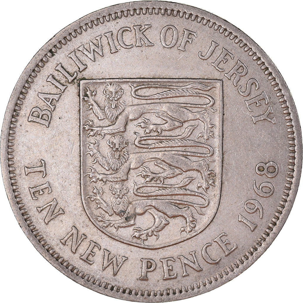Moeda, Jersey, 10 New Pence, 1968