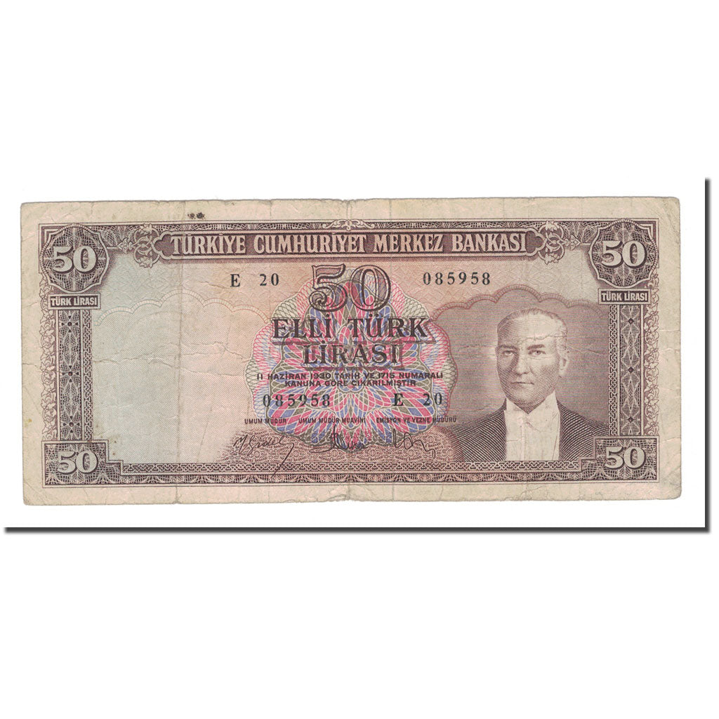 Banknote, Turkey, 50 Lira, 1930, 1930-06-11, KM:162a, VF(20-25)
