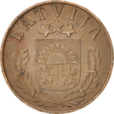 LATVIA, 2 Santimi, 1939, KM #11.2, AU(50-53), Bronze, 19.5, 2.02