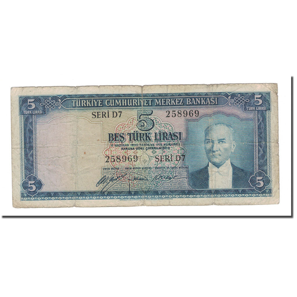 Banknote, Turkey, 5 Lira, 1930, 1930-06-11, KM:174a, F(12-15)