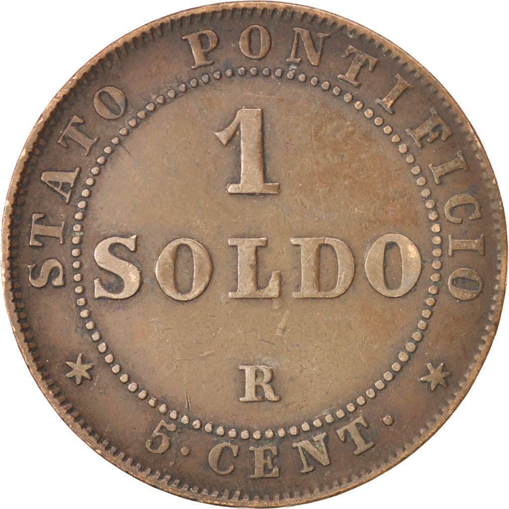 Vatican, Pie IX, 1 Soldo 1867 Rome, date large, KM 1372.2