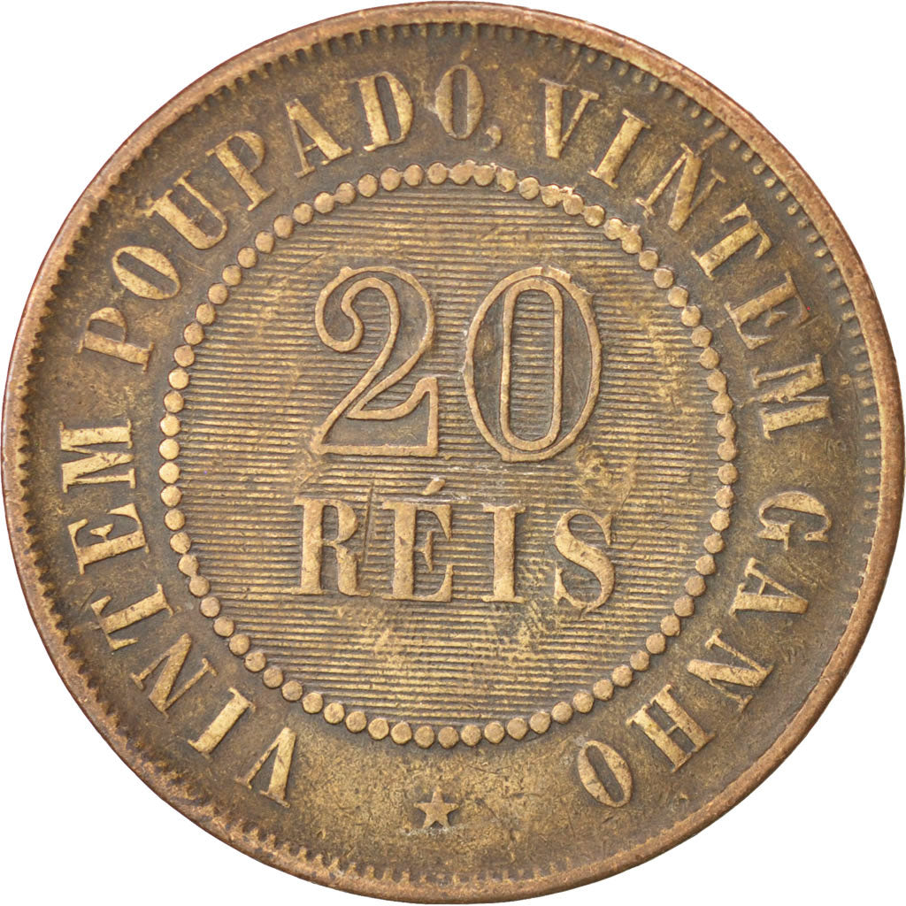 BRAZIL, 20 Reis, 1889, KM #490, EF(40-45), Bronze, 25, 6.86