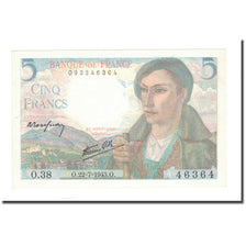 France, 5 Francs, 1943, 1943-07-22, UNC(60-62), Fayette:5.2, KM:98a