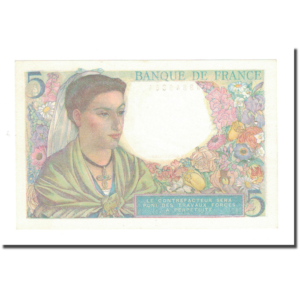 France, 5 Francs, 1943, 1943-07-22, UNC(60-62), Fayette:5.2, KM:98a