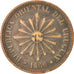 URUGUAY, 2 Centesimos, 1869, Uruguay Mint, KM #12, EF(40-45), Bronze, 29.9, 9.74