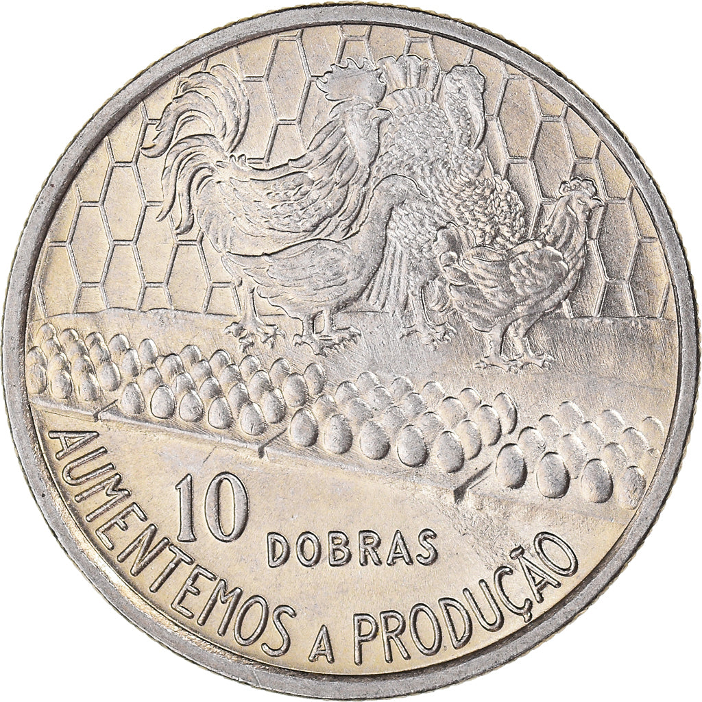 Coin, São Tomé and Príncipe, 10 Dobras, 1977