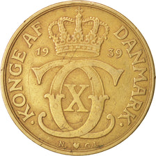 Danimarca, Christian X, 2 Kroner, 1939, Copenhagen, BB, Alluminio-bronzo, KM:...