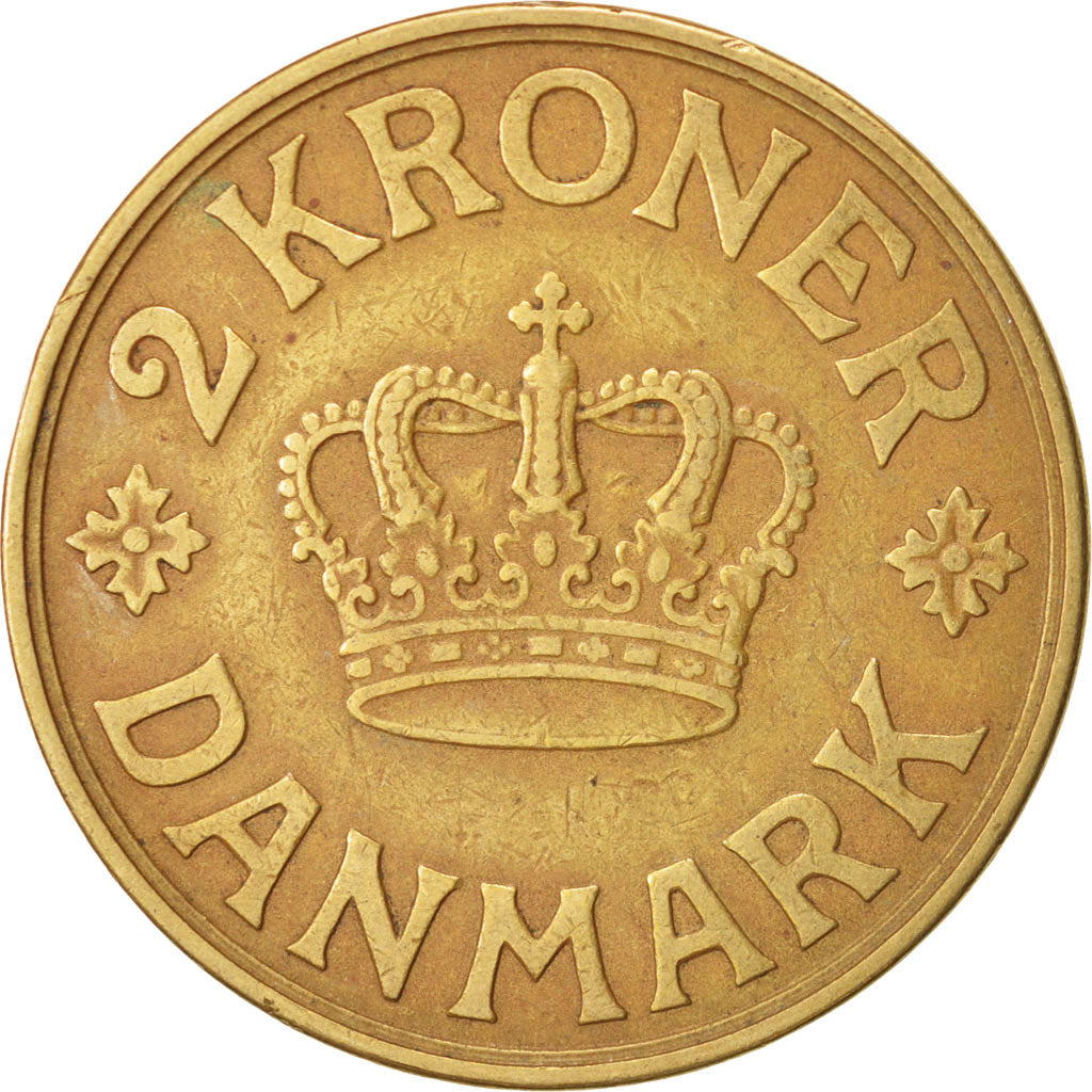 Danimarca, Christian X, 2 Kroner, 1939, Copenhagen, BB, Alluminio-bronzo, KM:...