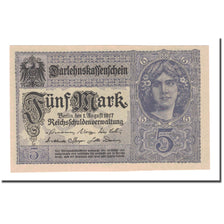 Geldschein, Deutschland, 5 Mark, 1917, 1917-08-01, KM:56b, UNZ