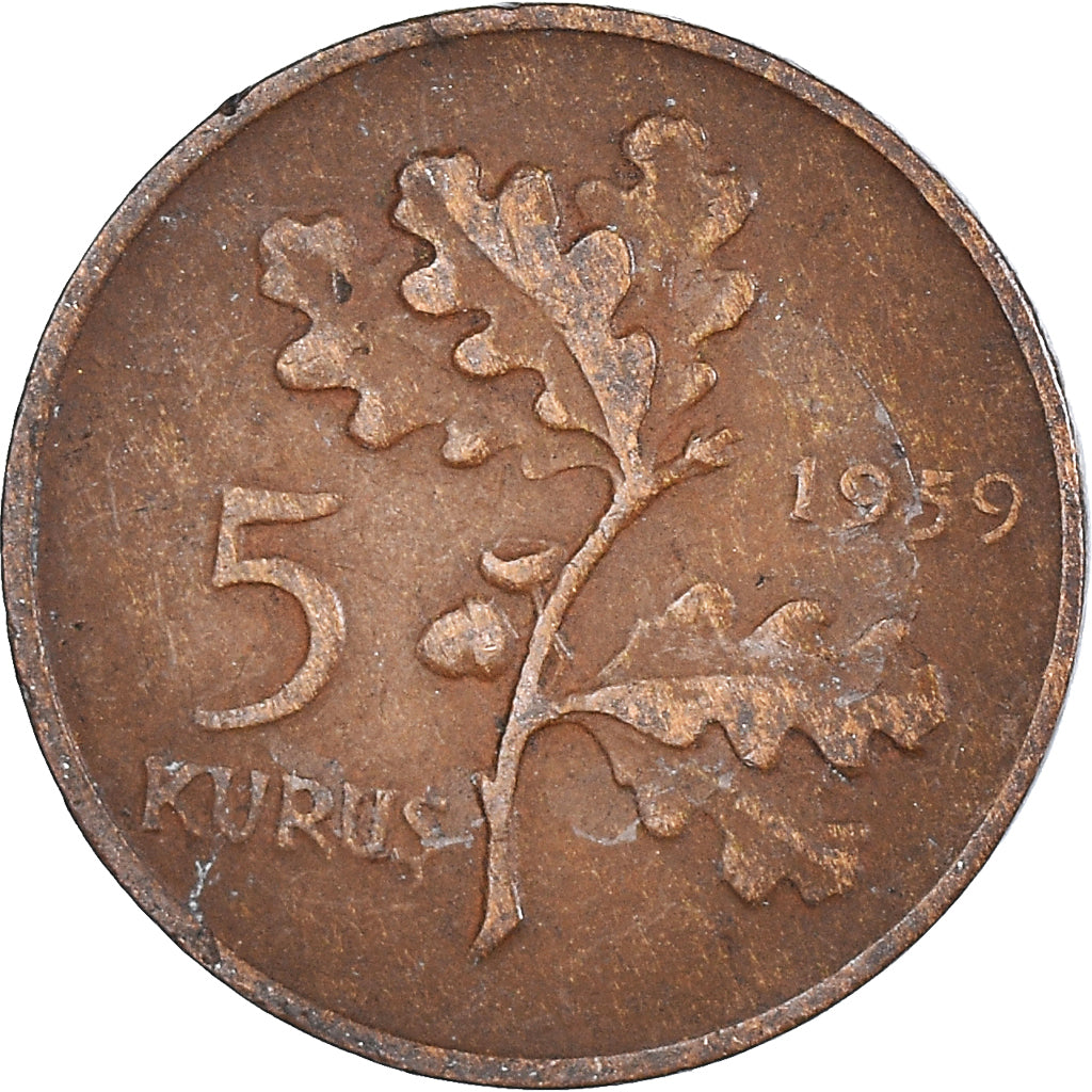 Moeda, Turquia, 5 Kurus, 1959