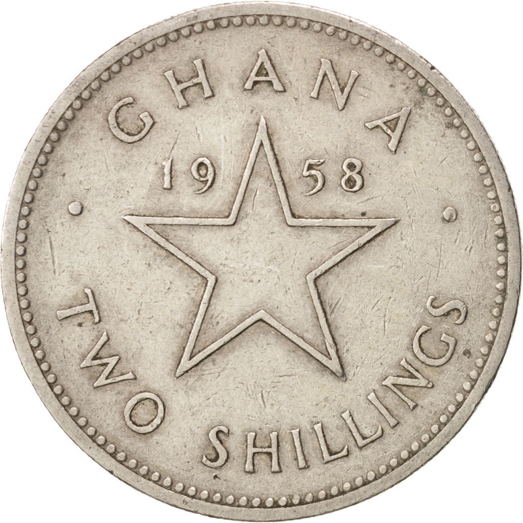 GHANA, 2 Shilling, 1958, KM #6, EF(40-45), Copper-Nickel, 26.5, 8.95