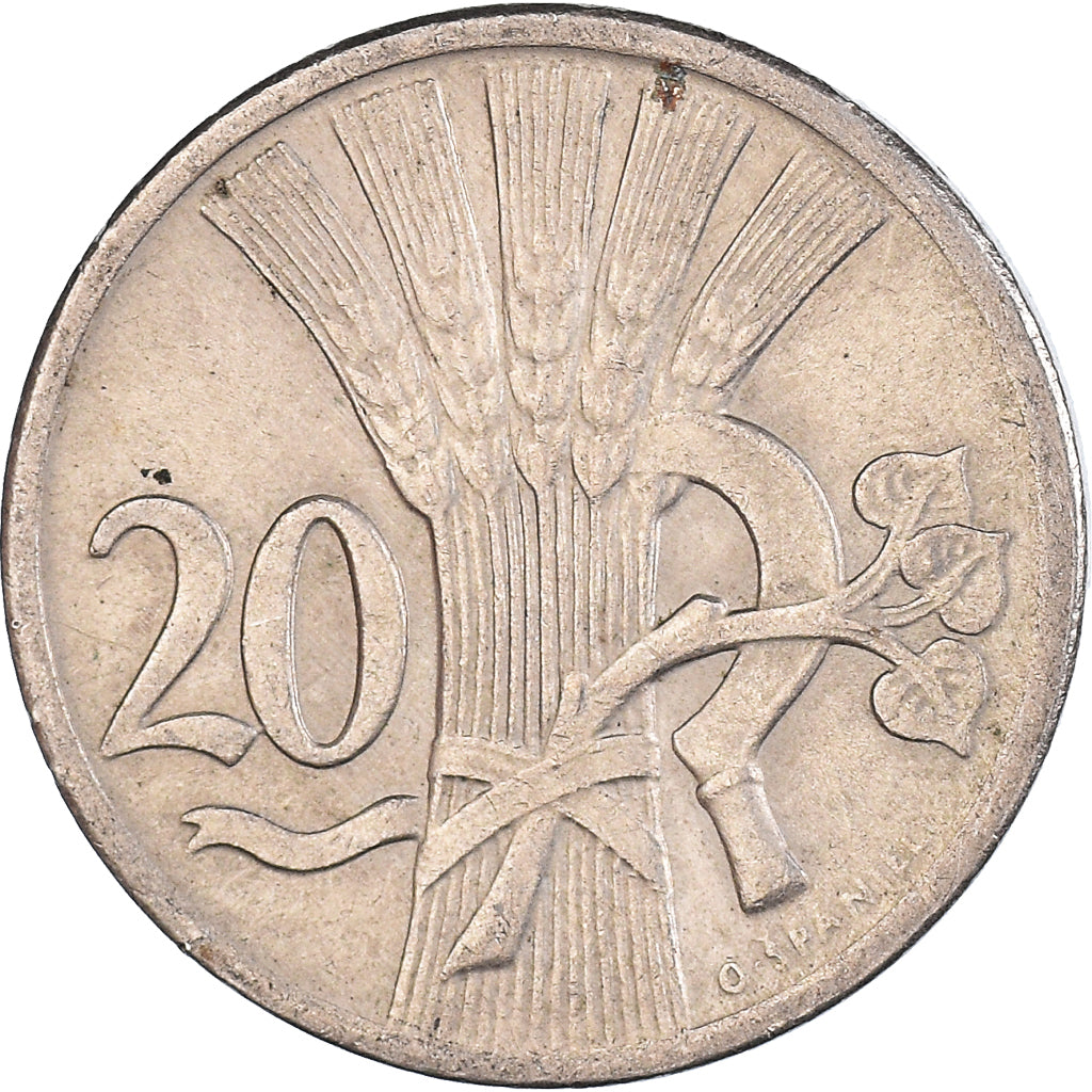 Münze, Tschechoslowakei, 20 Haleru, 1926