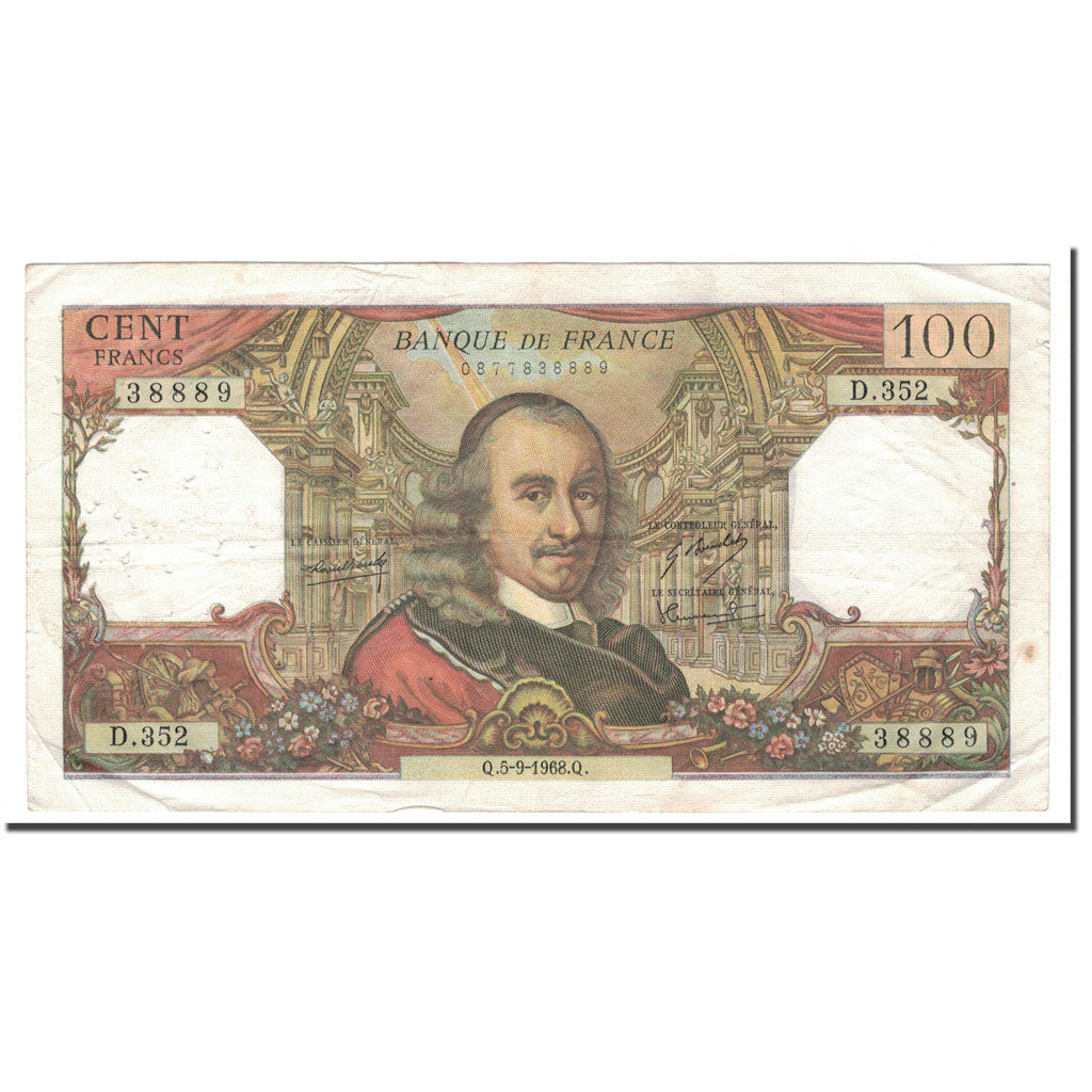 France, 100 Francs, 1968, 1968-09-05, TB+, Fayette:65.23, KM:149c