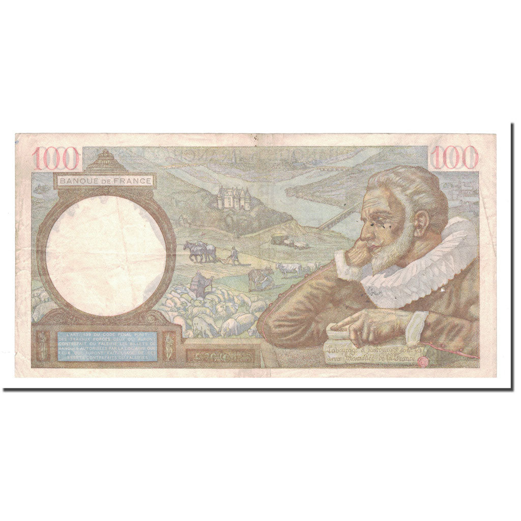 France, 100 Francs, 1942, 1942-02-12, EF(40-45), Fayette:26.66, KM:101a