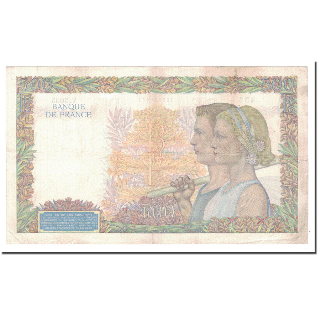 Francia, 500 Francs, 1942, 1942-03-19, BC+, Fayette:32.31, KM:95b