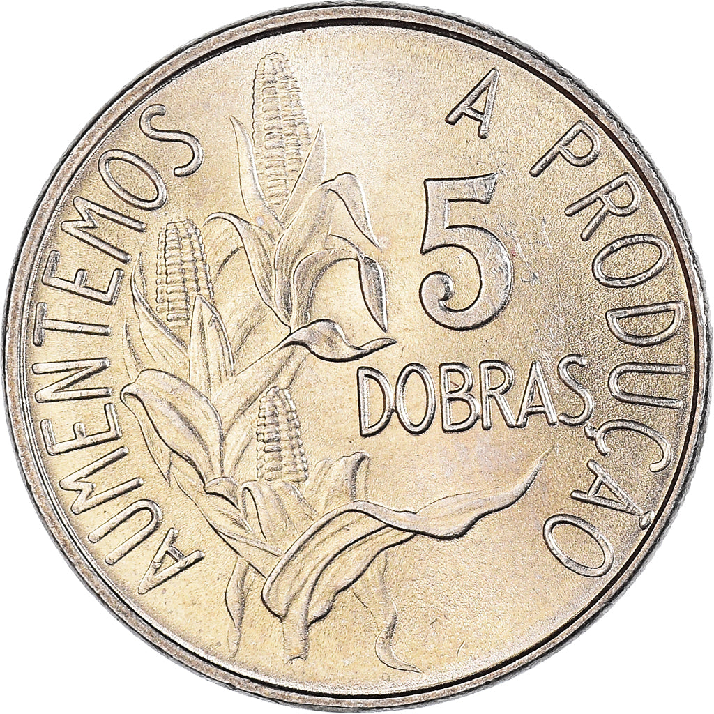 Coin, São Tomé and Príncipe, 5 Dobras, 1977
