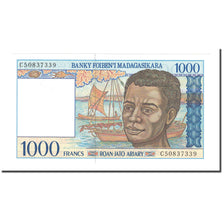 Banknote, Madagascar, 1000 Francs = 200 Ariary, KM:76b, UNC(65-70)