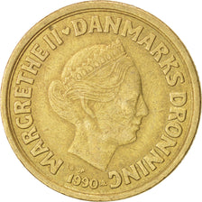 DENMARK, 20 Kroner, 1990, Copenhagen, KM #871, EF(40-45), Aluminum-Bronze, 27,..