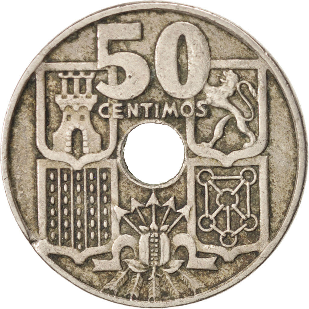 Coin, Spain, Francisco Franco, caudillo, 50 Centimos, 1956, EF(40-45)