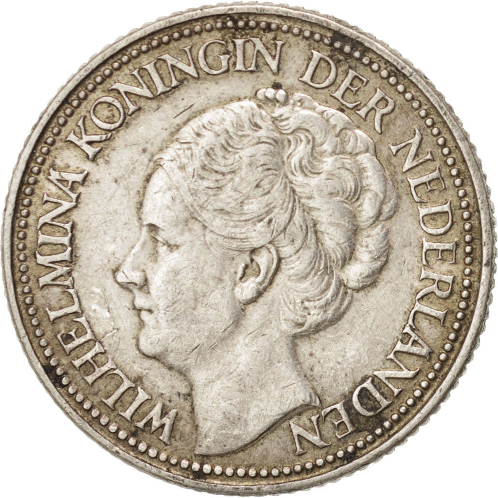 NETHERLANDS, 25 Cents, 1939, KM #164, EF(40-45), Silver, 19, 3.57