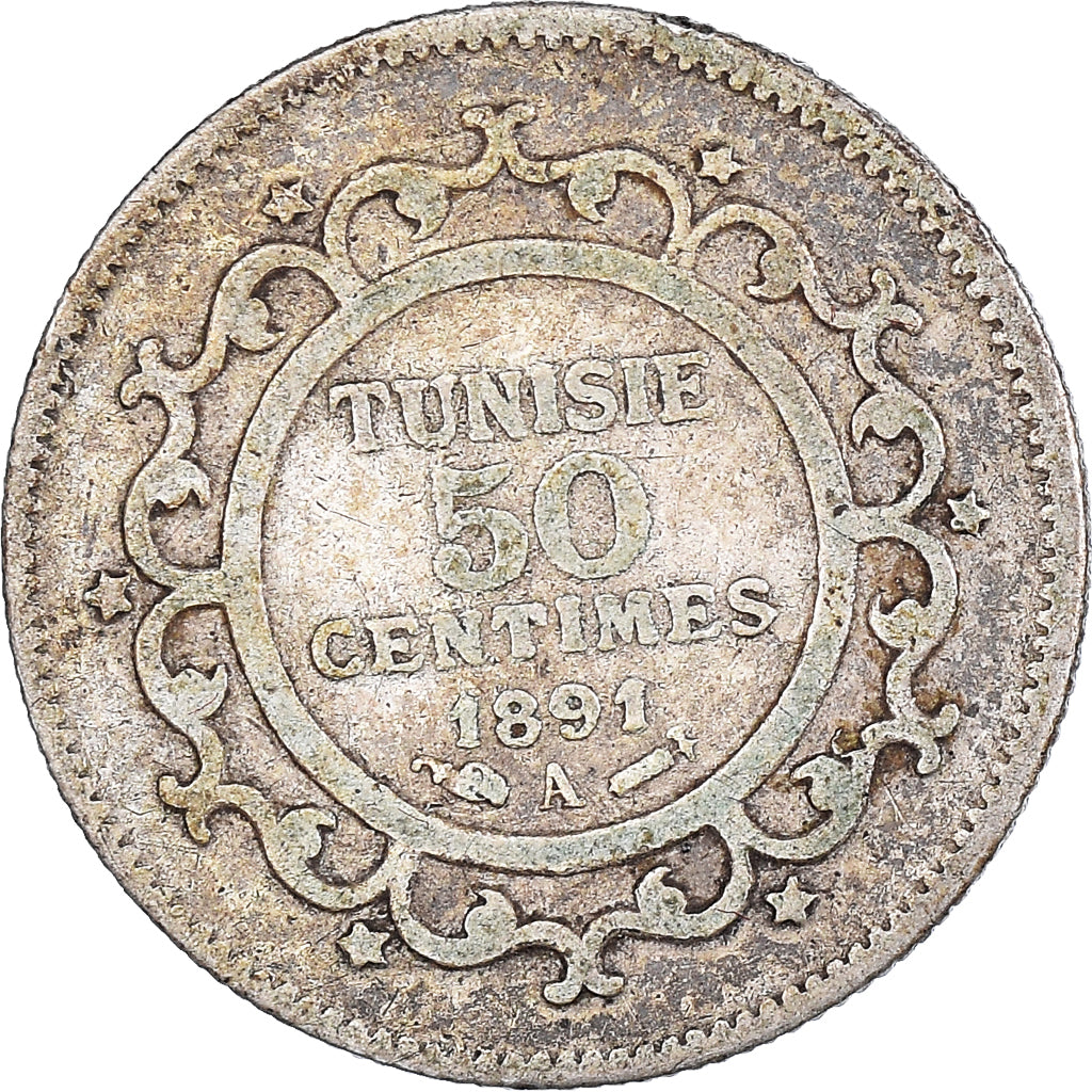 Moneda, Túnez, 50 Centimes, 1891