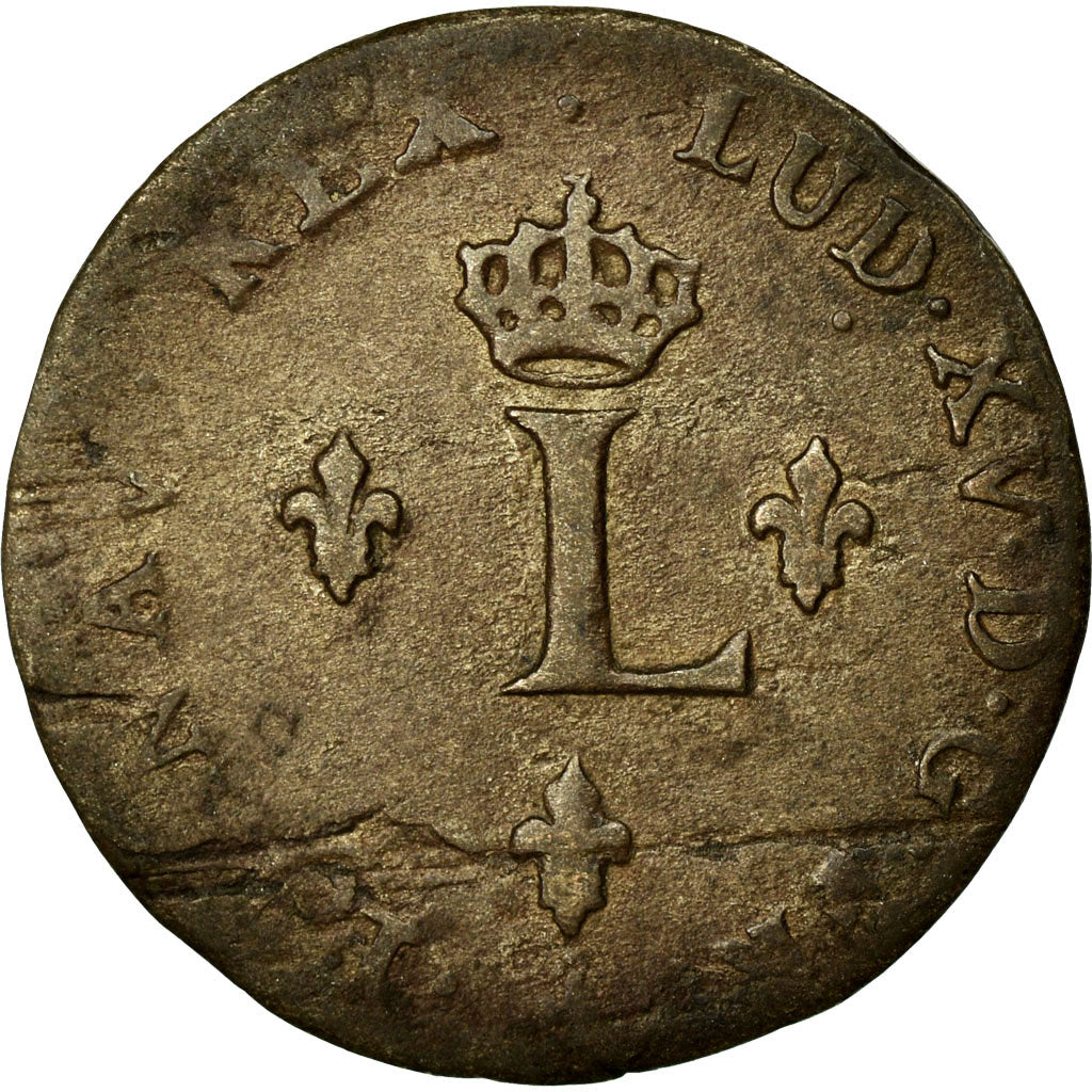 Coin, France, Louis XV, Double sol (2 sous) en billon, 2 Sols, 1761, Paris