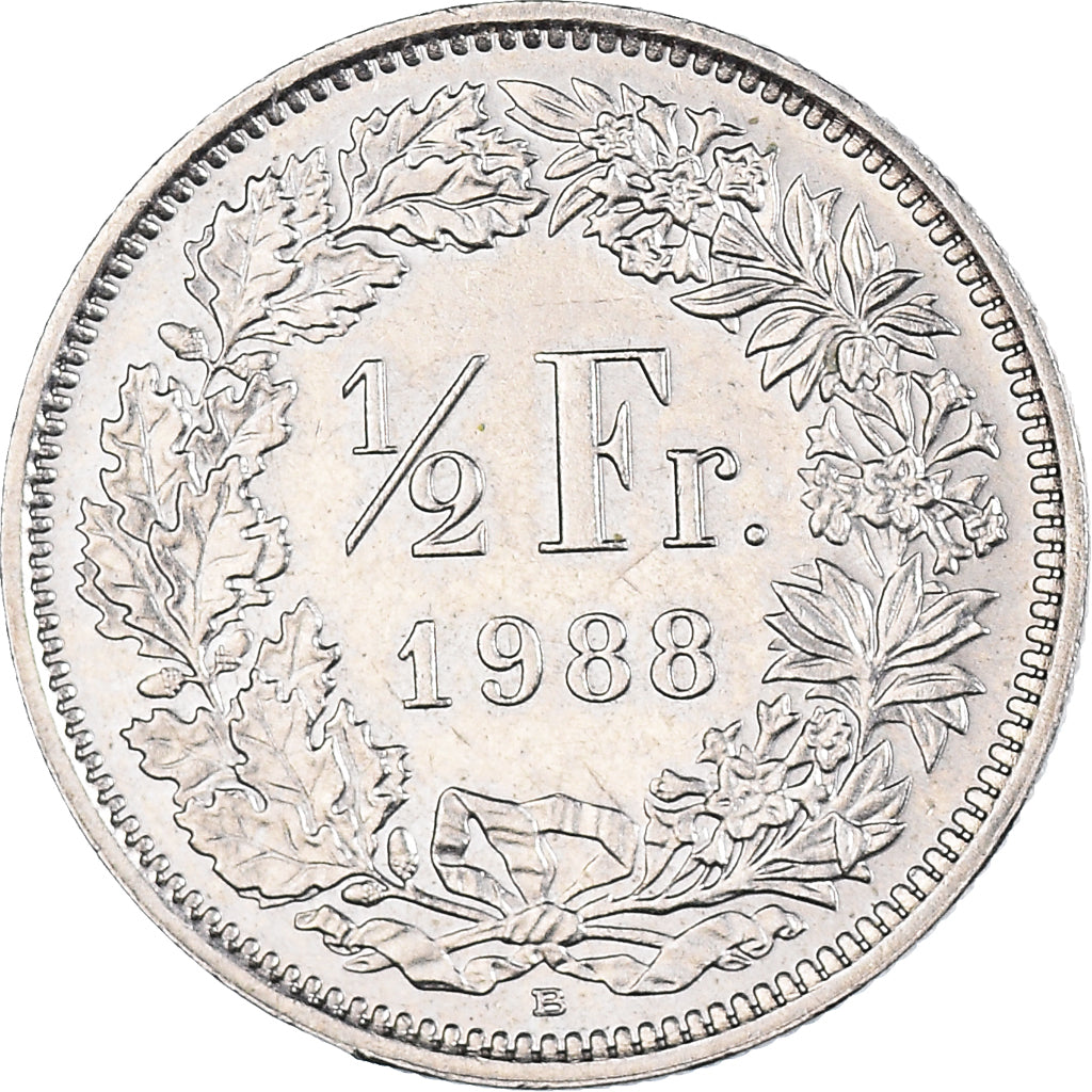 Coin, Switzerland, 1/2 Franc, 1988
