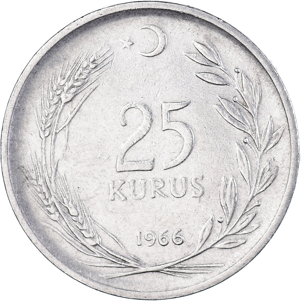 Monnaie, Turquie, 25 Kurus, 1966