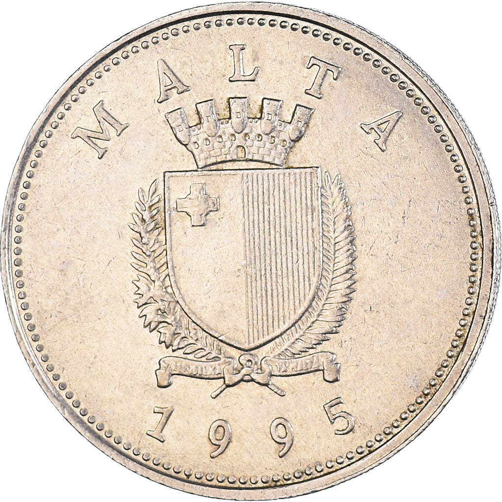 Coin, Malta, 25 Cents, 1995