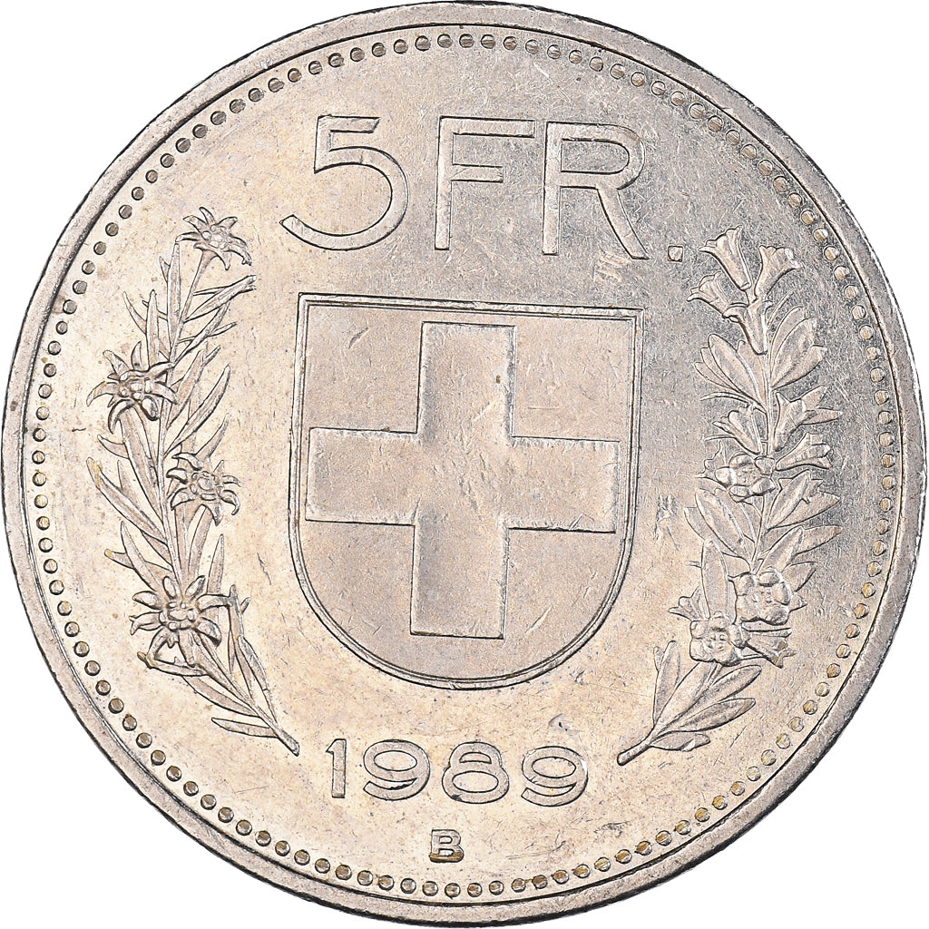 Moneda, Suiza, 5 Francs, 1989