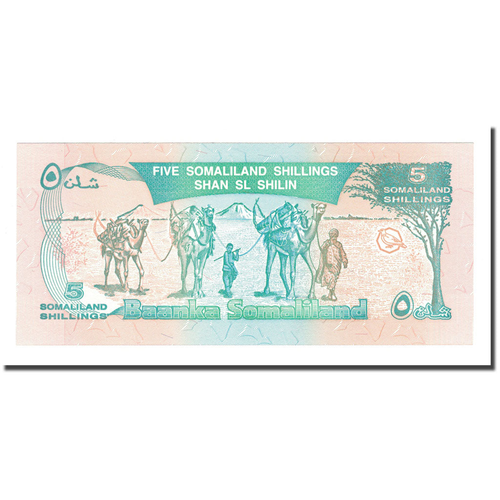 Banknote, Somaliland, 5 Shillings = 5 Shilin, KM:1a, UNC(65-70)