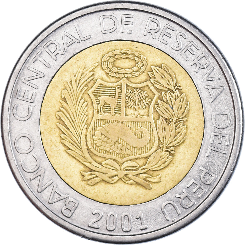 Münze, Peru, 5 Nuevos Soles, 2001