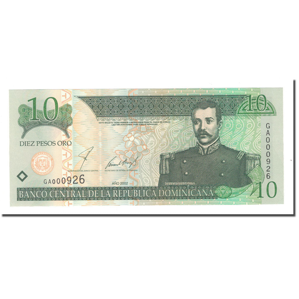 Banknote, Dominican Republic, 10 Pesos Oro, 2002, KM:168b, UNC(65-70)