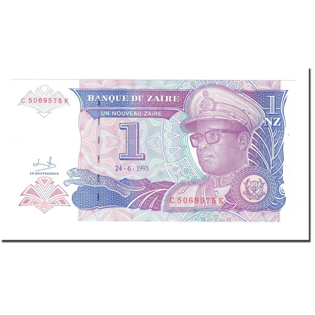 Banknote, Zaire, 1 Nouveau Zaïre, 1993, 1993-06-24, KM:52a, UNC(65-70)