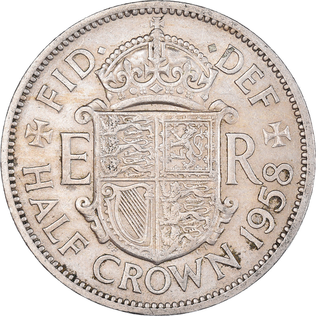 Moneda, Gran Bretaña, 1/2 Crown, 1958