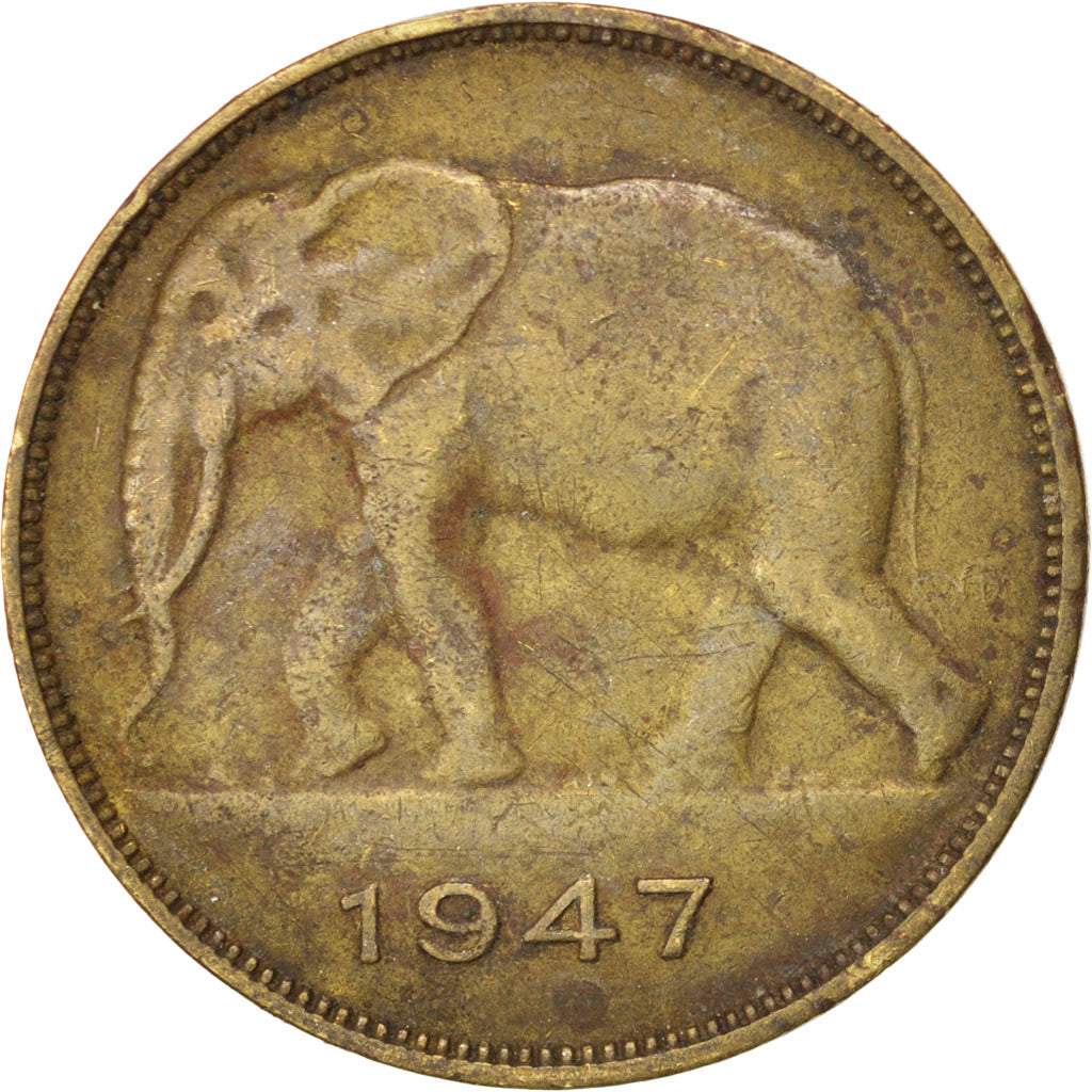 BELGIAN CONGO, 5 Francs, 1947, KM #29, EF(40-45), Brass, 7.83
