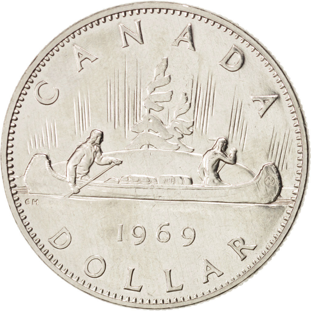 CANADA, Dollar, 1969, Royal Canadian Mint, KM #76.1, MS(63), Nickel, 32, 15.57