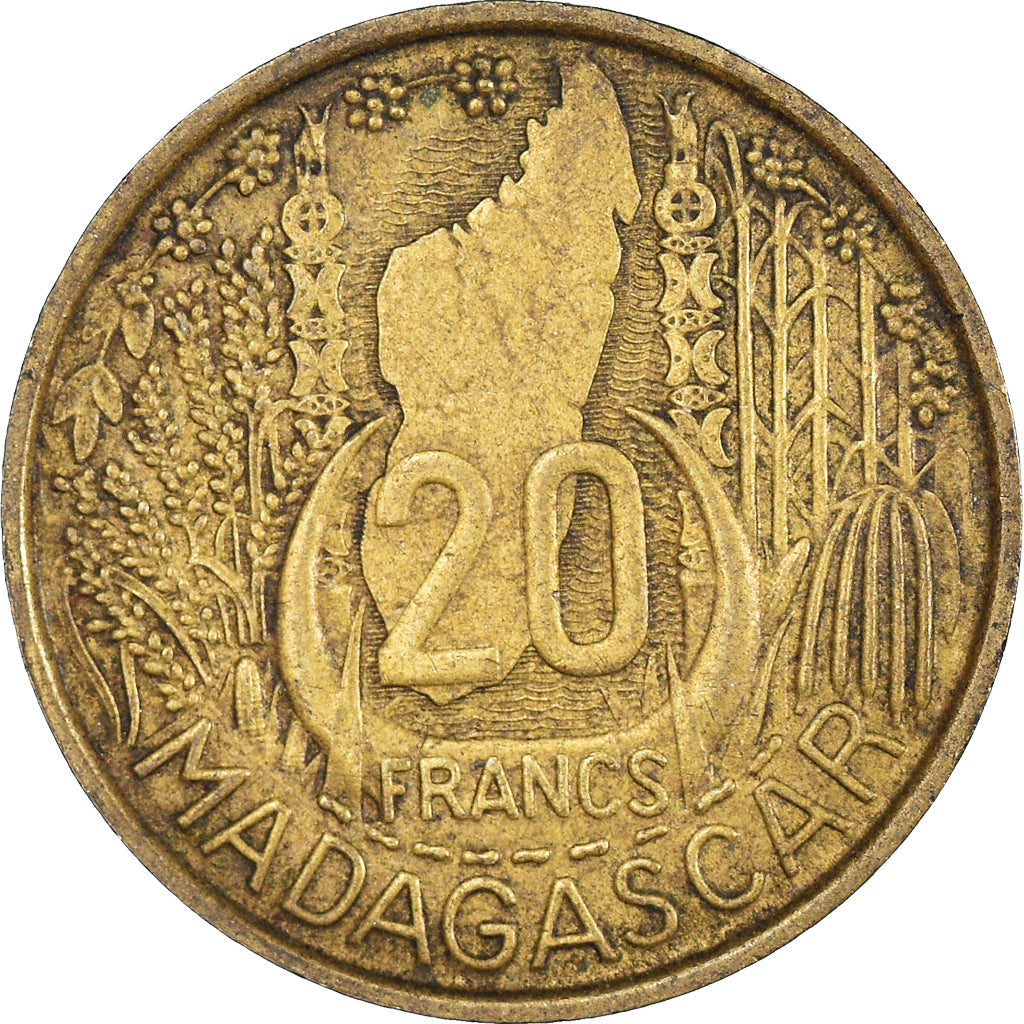 Coin, Madagascar, 20 Francs, 1953