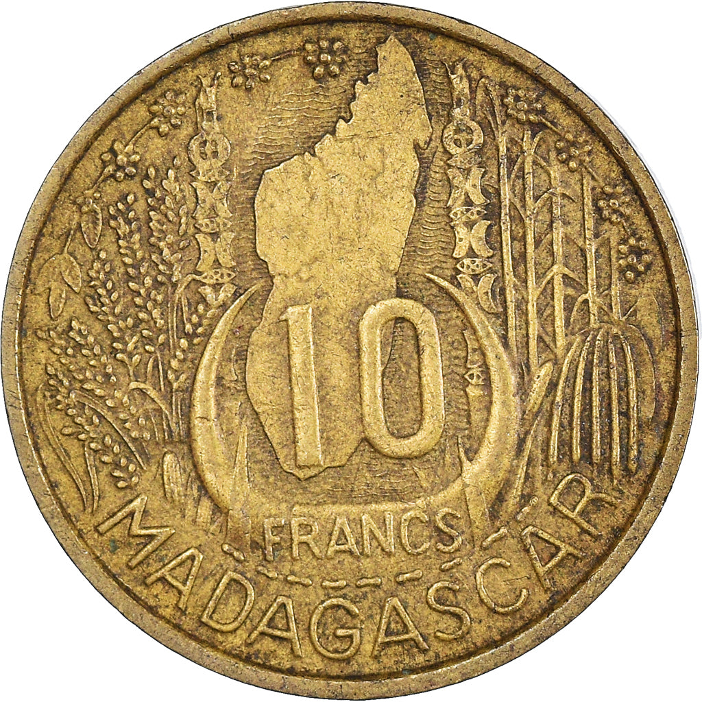 Moneta, Madagascar, 10 Francs, 1953