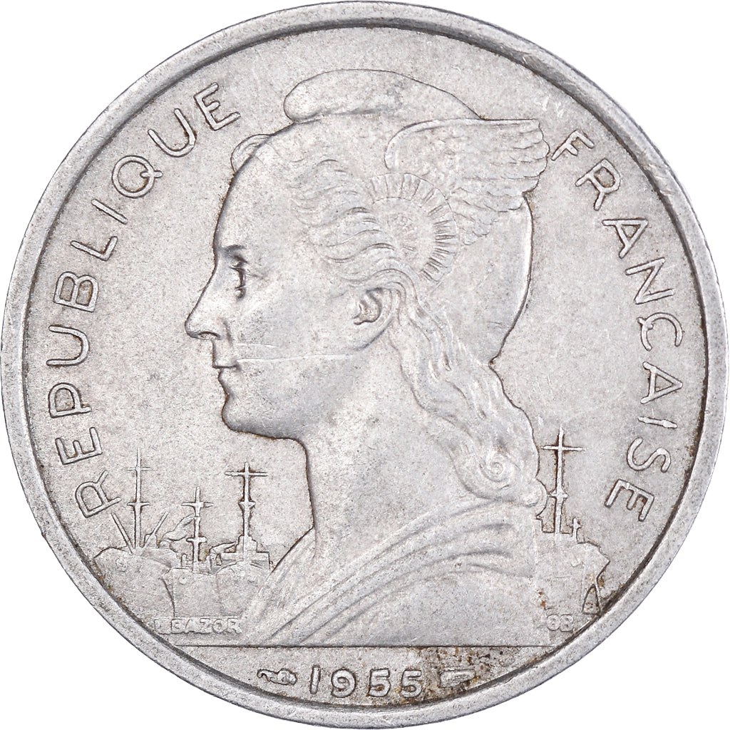 Munten, Réunion, 5 Francs, 1955