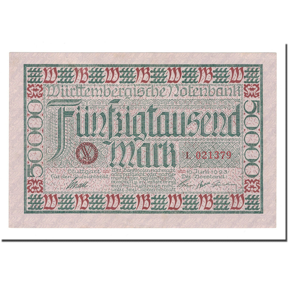 Banknote, German States, 50,000 Mark, 1923, 1923-06-10, KM:S984, UNC(63)
