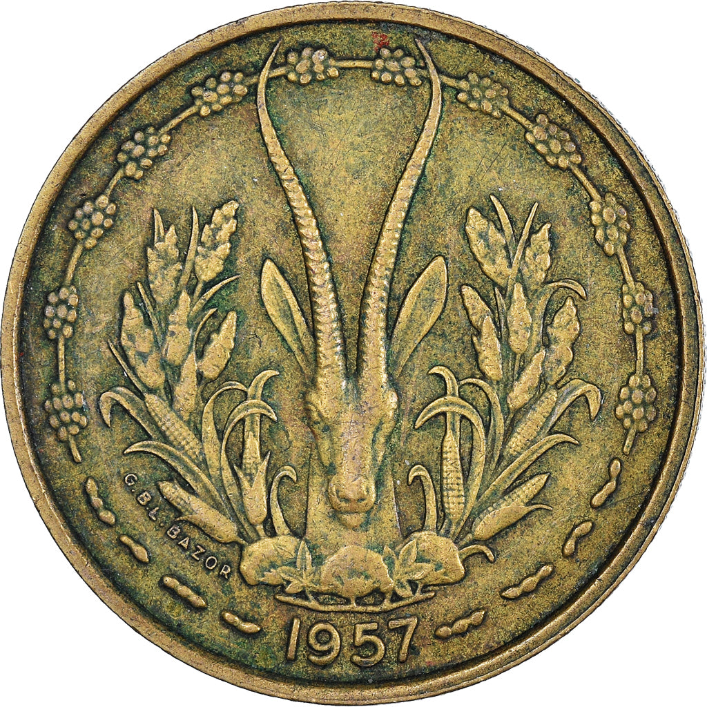 Coin, French West Africa, 25 Francs, 1957