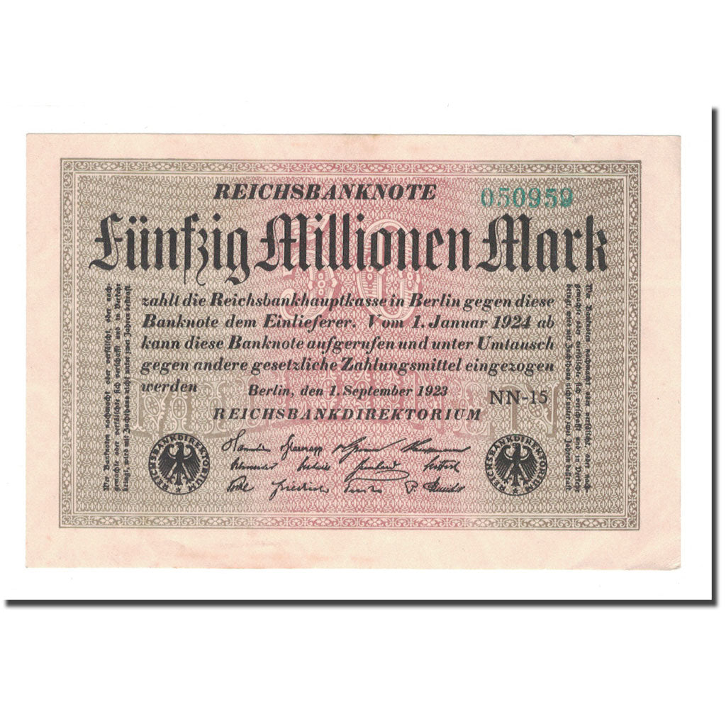 Billet, Allemagne, 50 Millionen Mark, 1923, 1923-09-01, KM:109b, TTB+