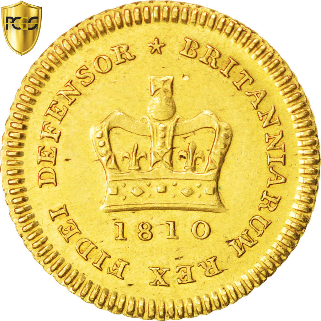 Coin, Great Britain, George III, 1/3 Guinea, 1810, PCGS, MS62, MS(60-62), Gold